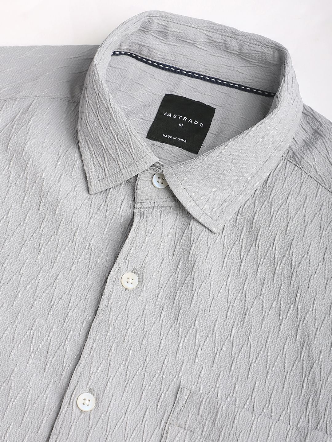 Minimalist Cloud Grey Textured Shirt - Image 3