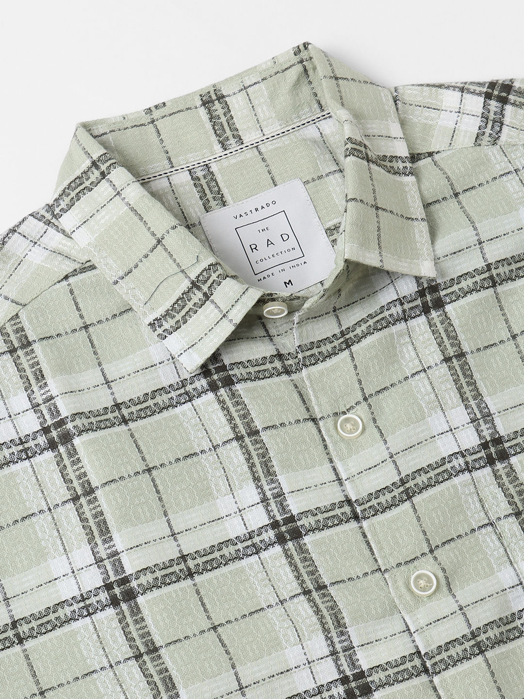 Mint Green & Black Dobby Checkered Shirt - Image 3