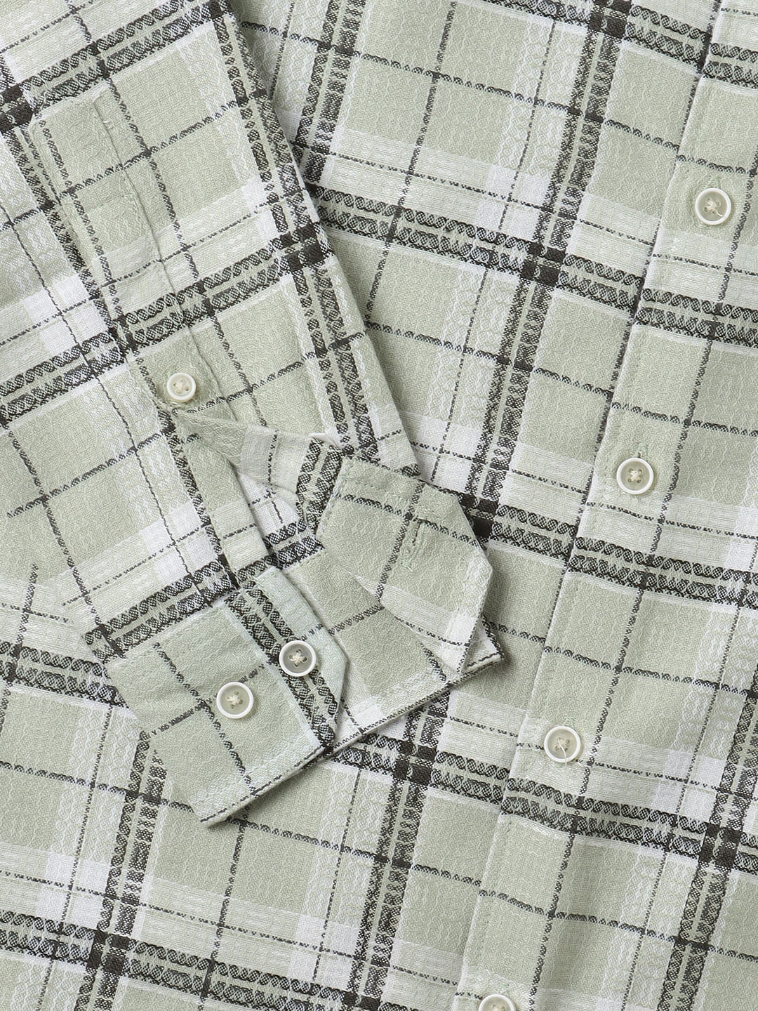 Mint Green & Black Dobby Checkered Shirt - Image 9