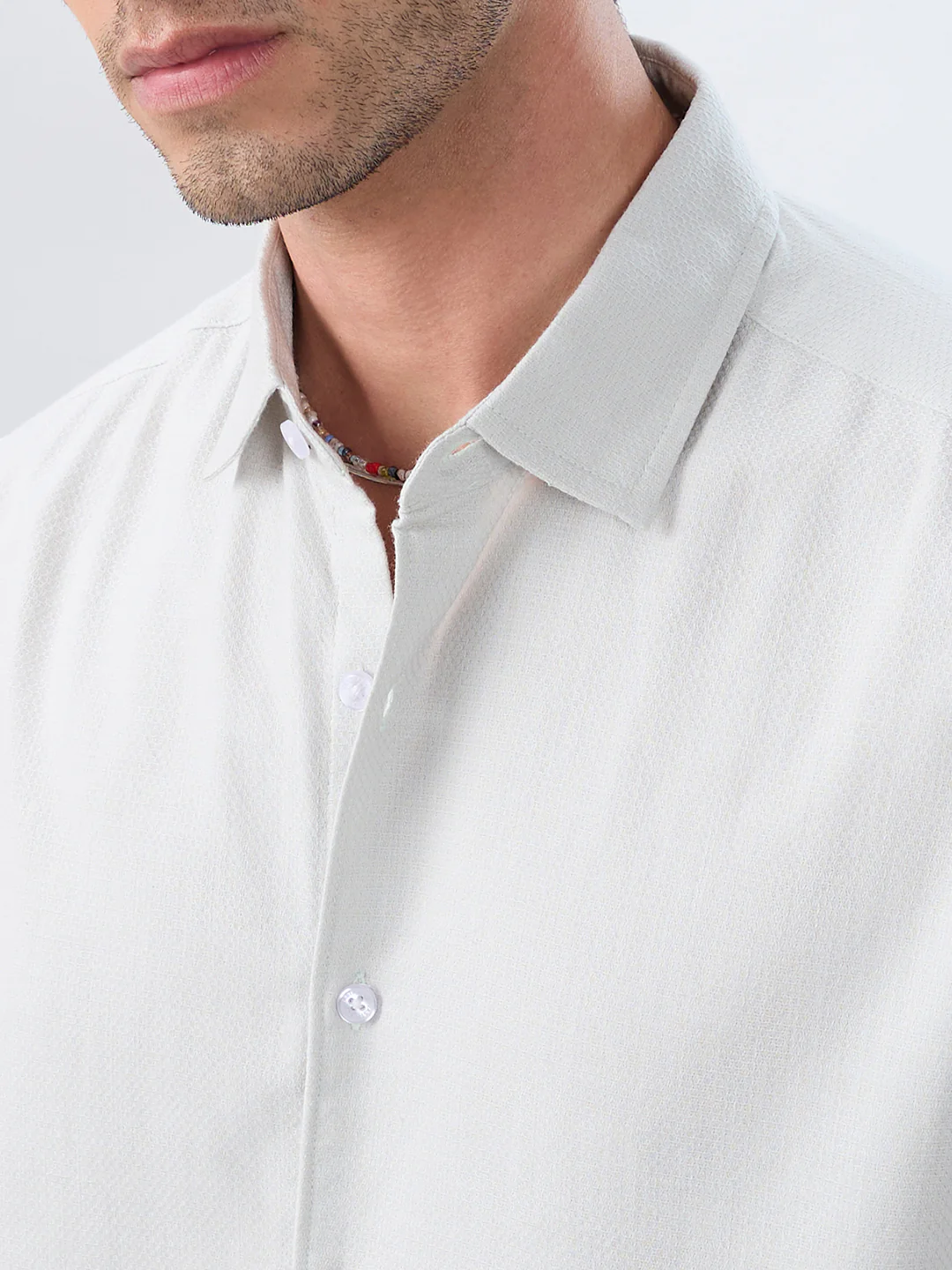 Mint Mist Green Micro-Weave Textured Shirt - Image 3