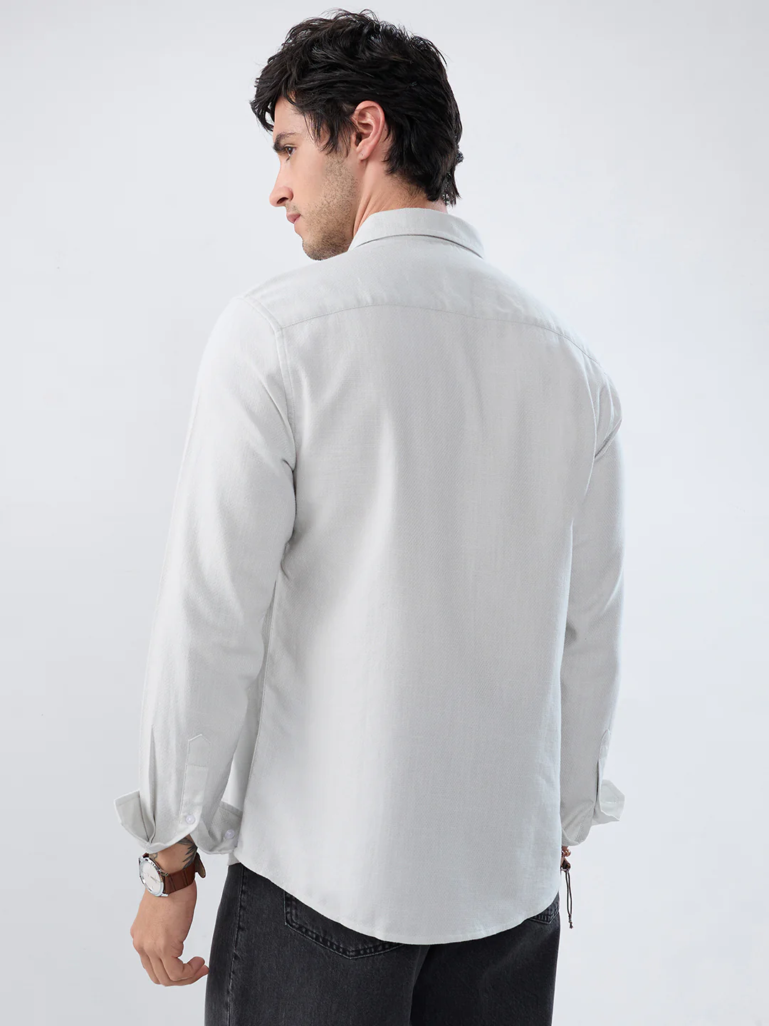 Mint Mist Green Micro-Weave Textured Shirt - Image 7