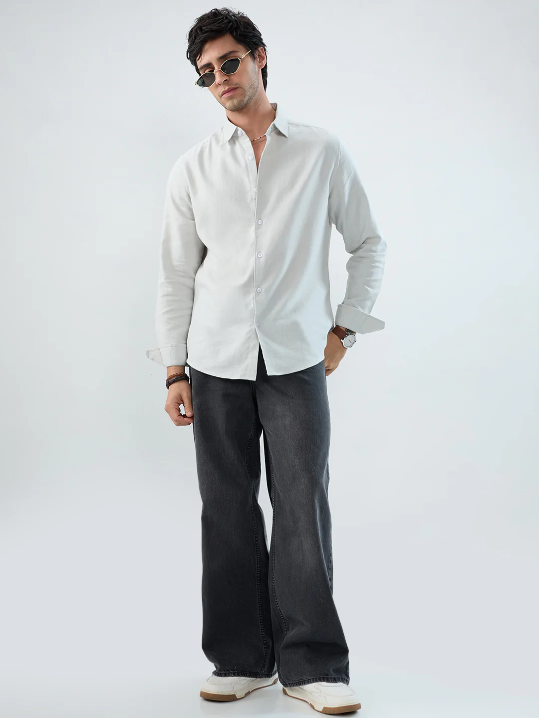 Mint Mist Green Micro-Weave Textured Shirt - Image 8