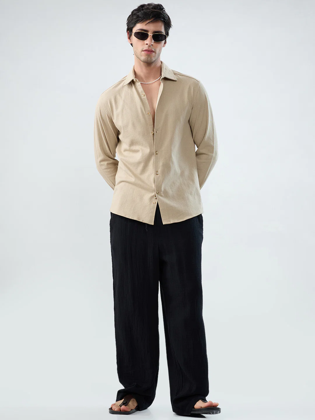 Mist Beige Jacquard Knit Everyday Shirt - Image 7