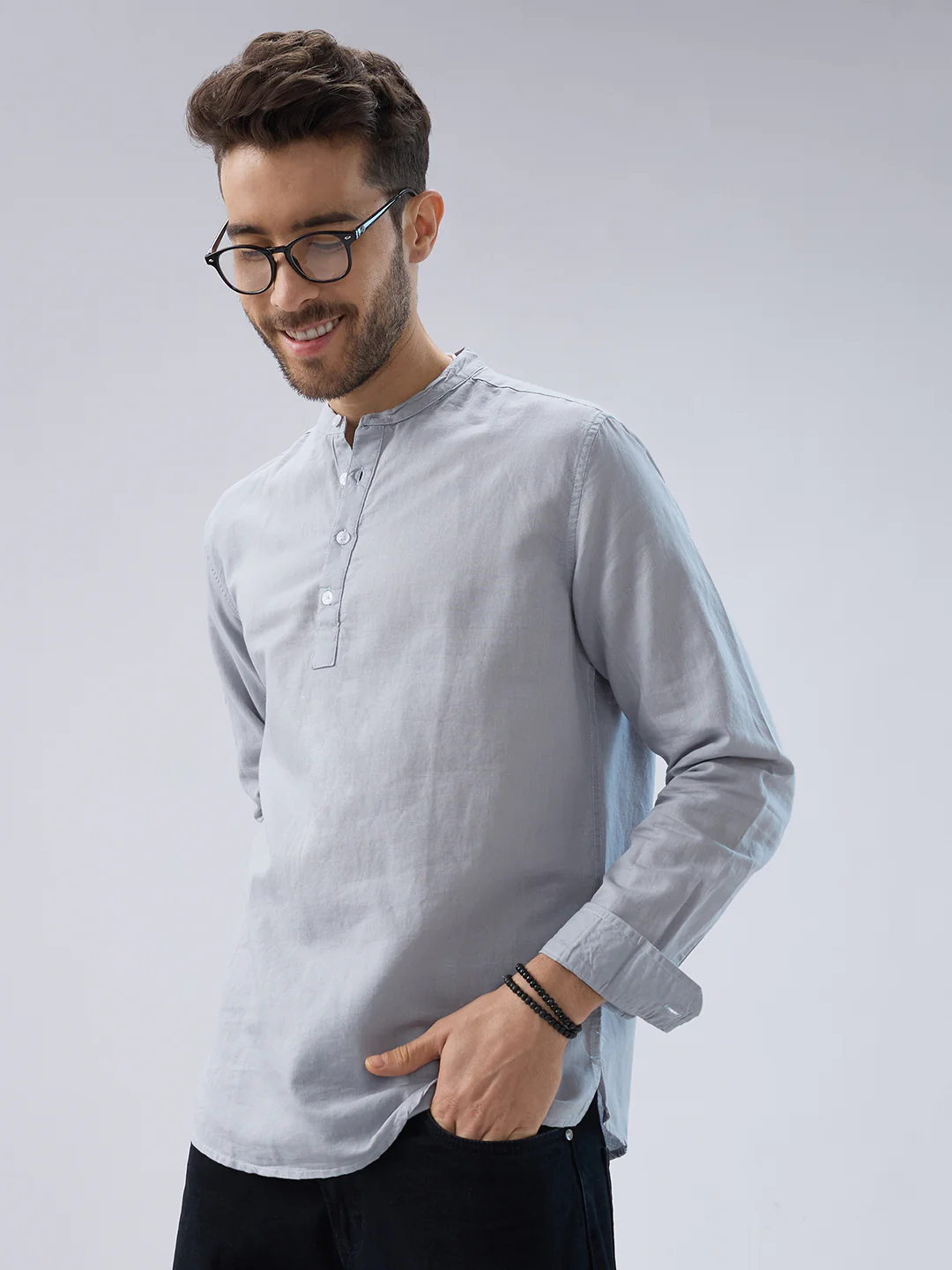 Misty Grey Everyday Linen Kurta - Image 2