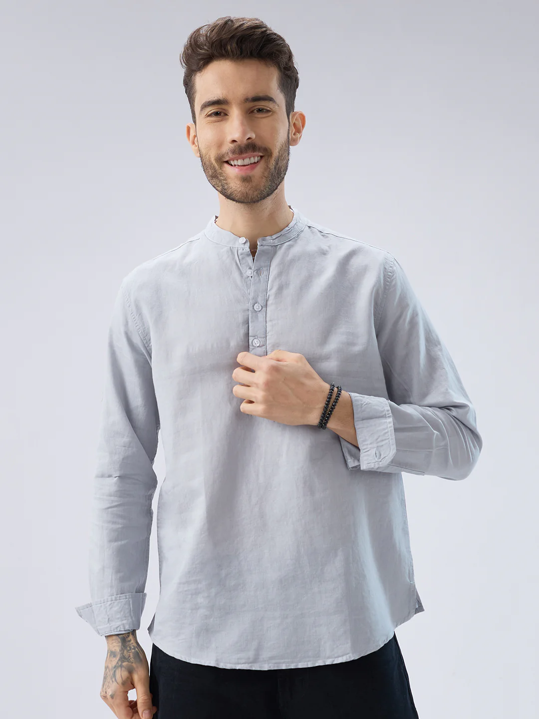 Misty Grey Everyday Linen Kurta - Image 4