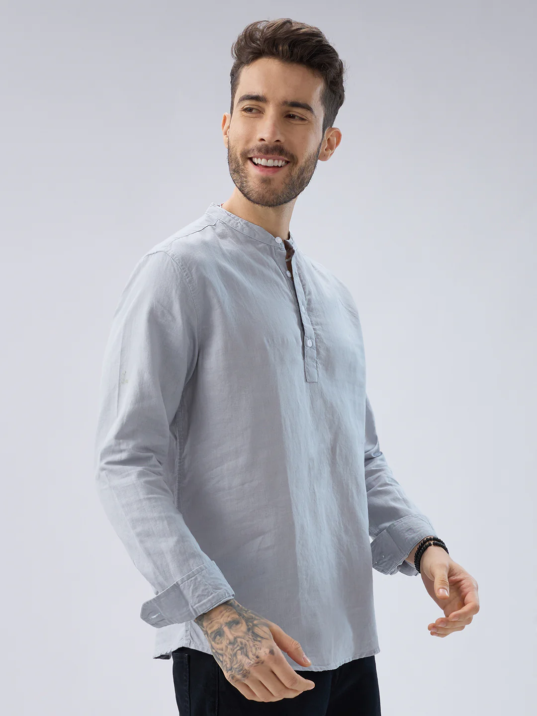 Misty Grey Everyday Linen Kurta - Image 5