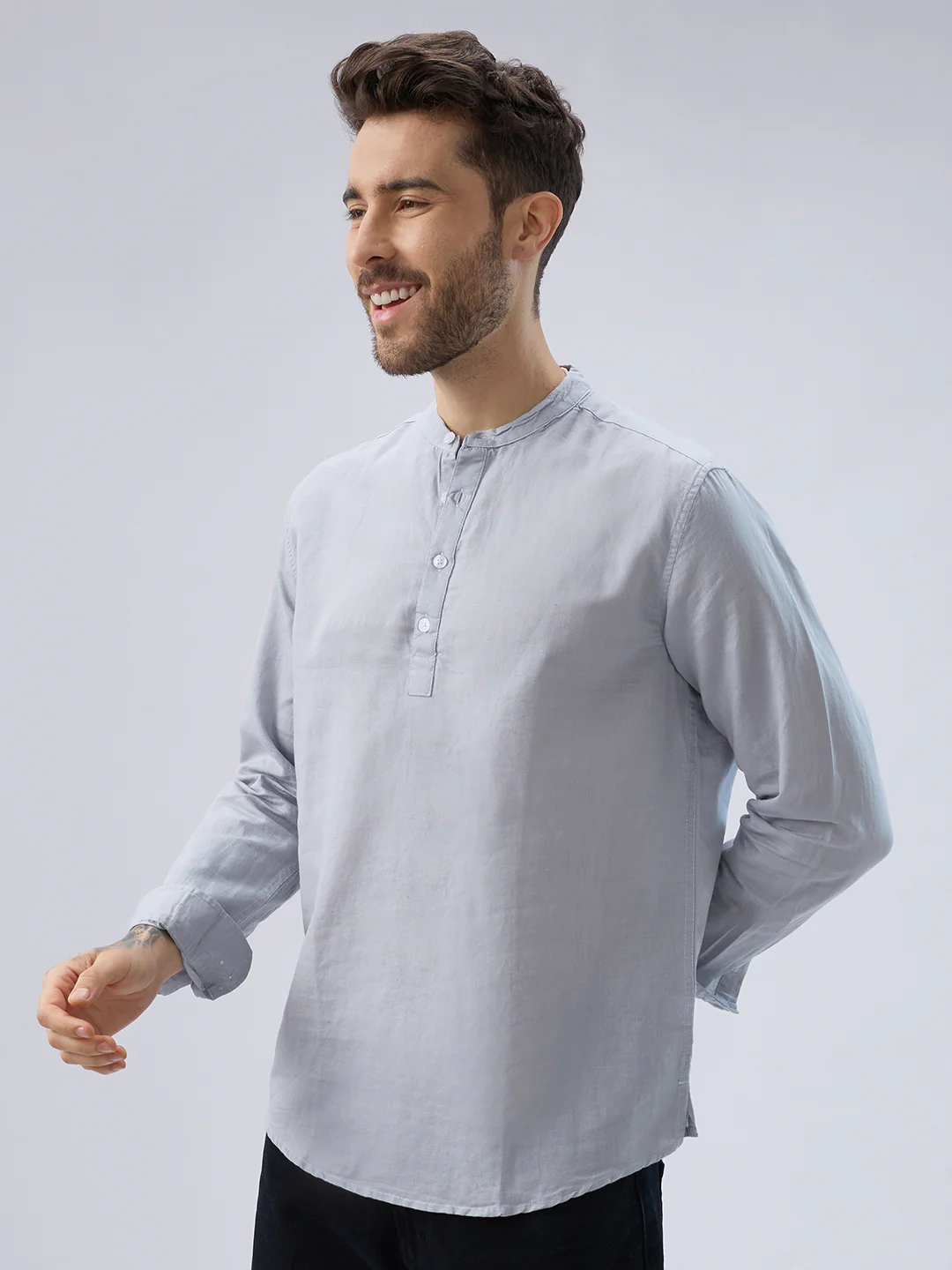 Misty Grey Everyday Linen Kurta - Image 6