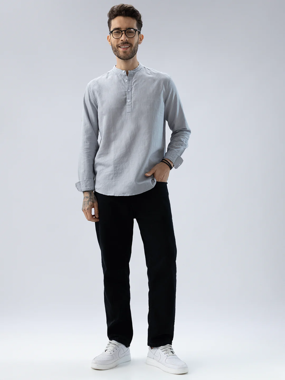 Misty Grey Everyday Linen Kurta - Image 8