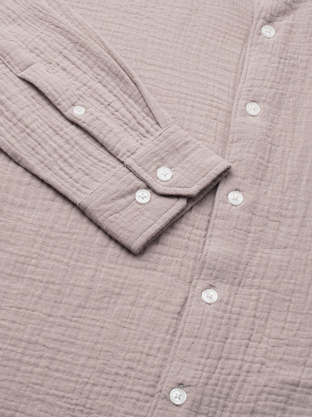 Misty Mauve Double Cloth Crinkled Shirt - Image 8