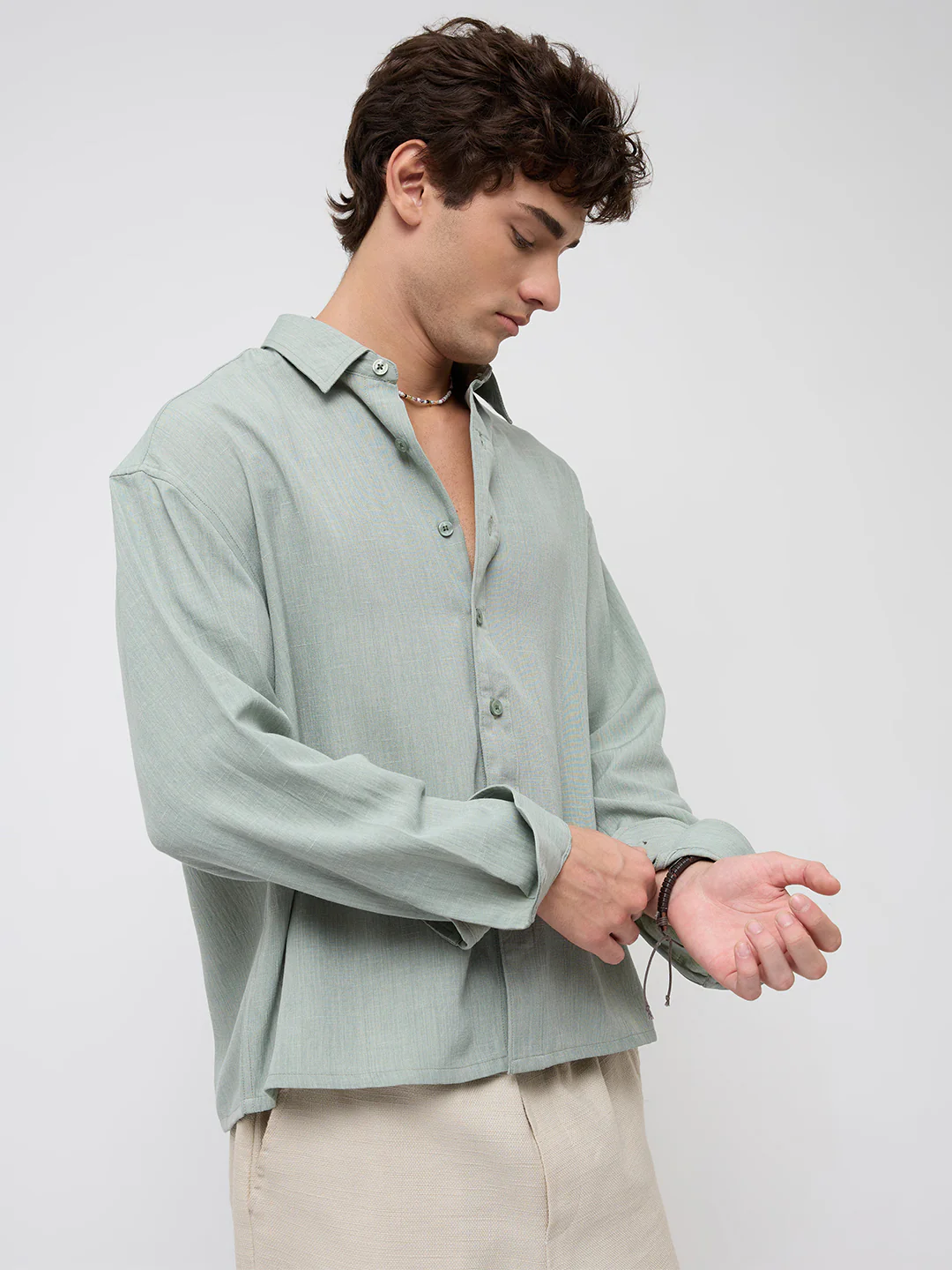 Misty Moss Green Fine Weave Shirt - Image 6