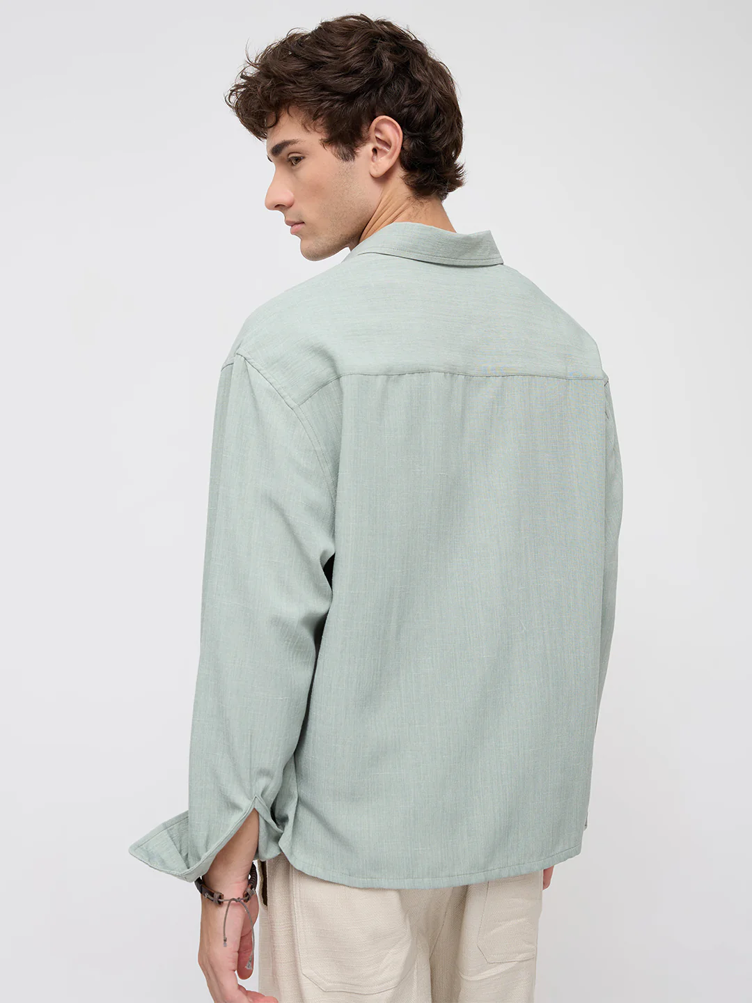 Misty Moss Green Fine Weave Shirt - Image 8