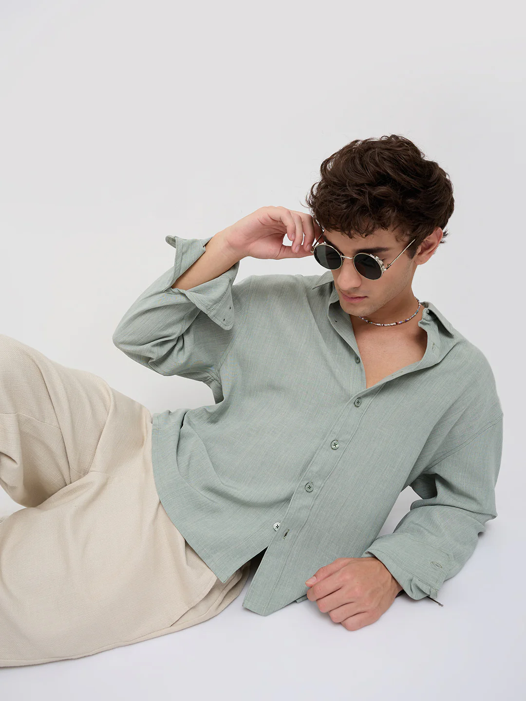 Misty Moss Green Fine Weave Shirt - Image 9