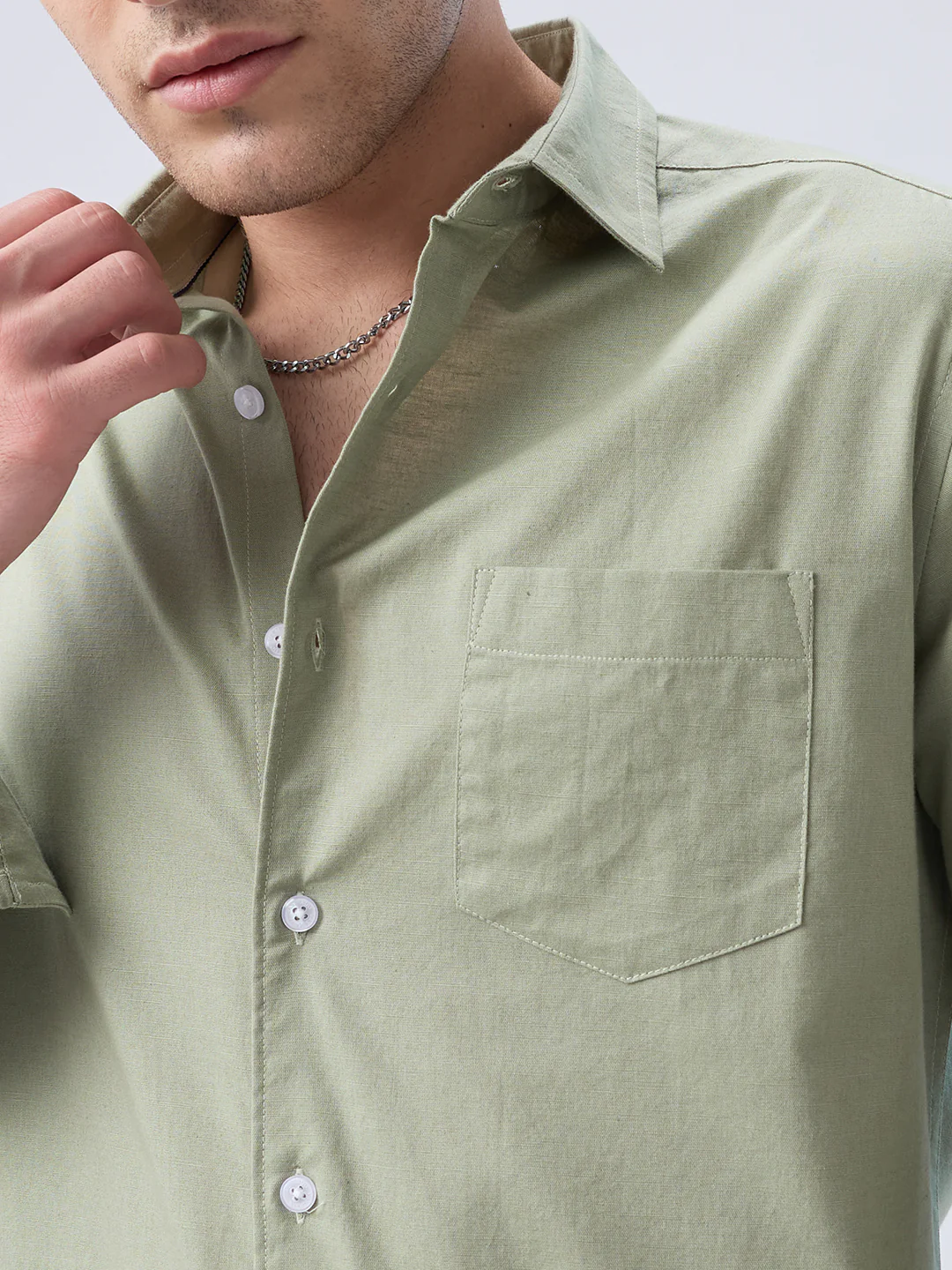 Misty Olive Slub Weave Everyday Shirt - Image 3