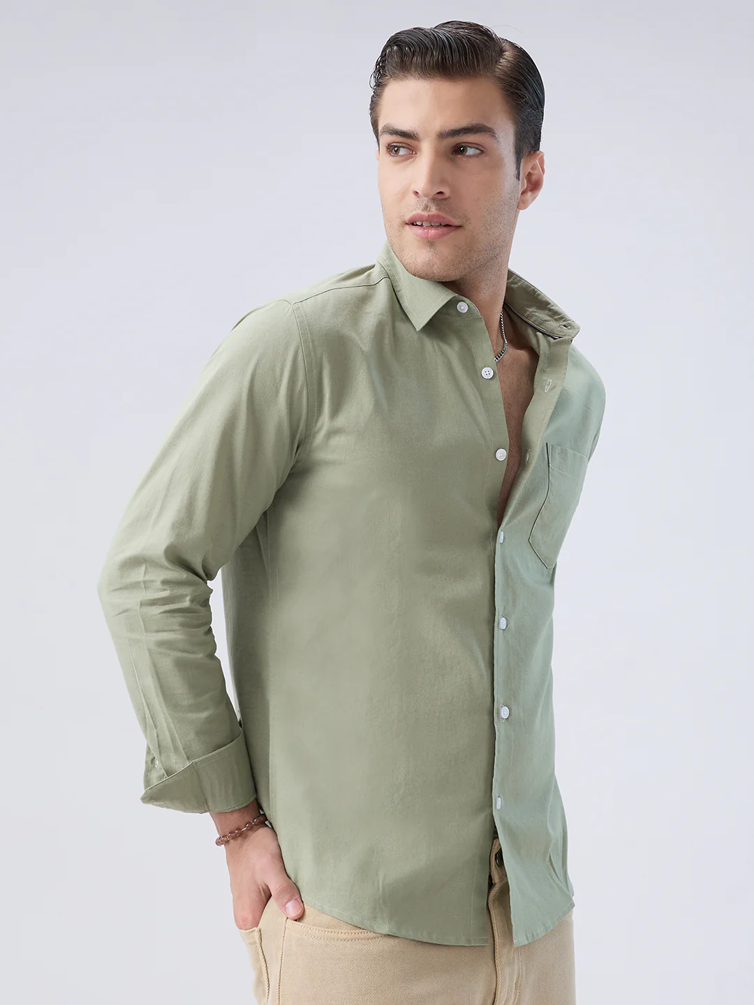 Misty Olive Slub Weave Everyday Shirt - Image 5