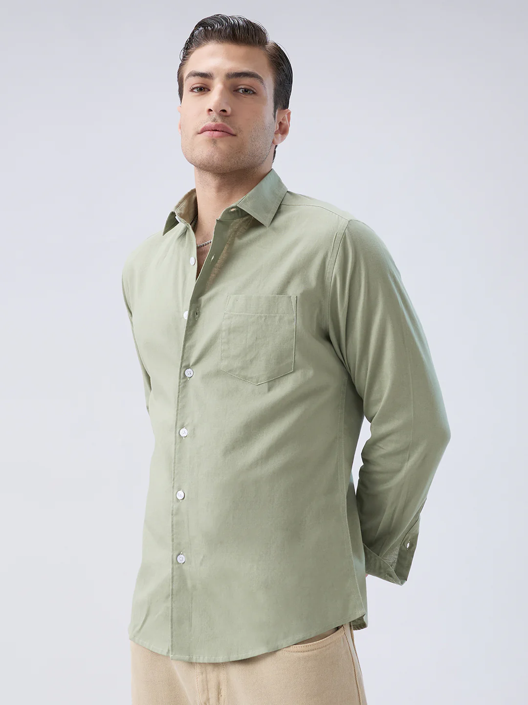 Misty Olive Slub Weave Everyday Shirt - Image 6