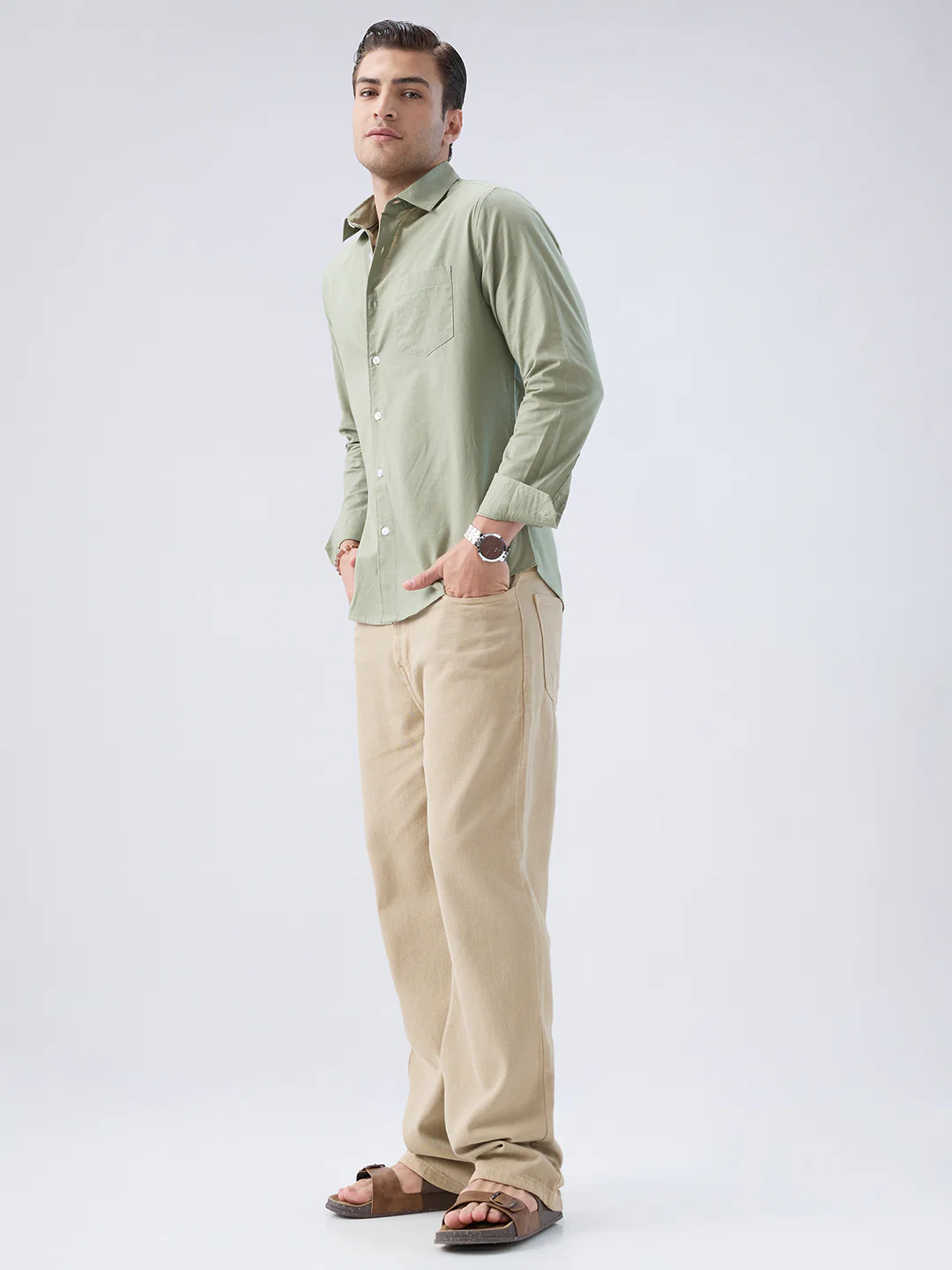 Misty Olive Slub Weave Everyday Shirt - Image 8