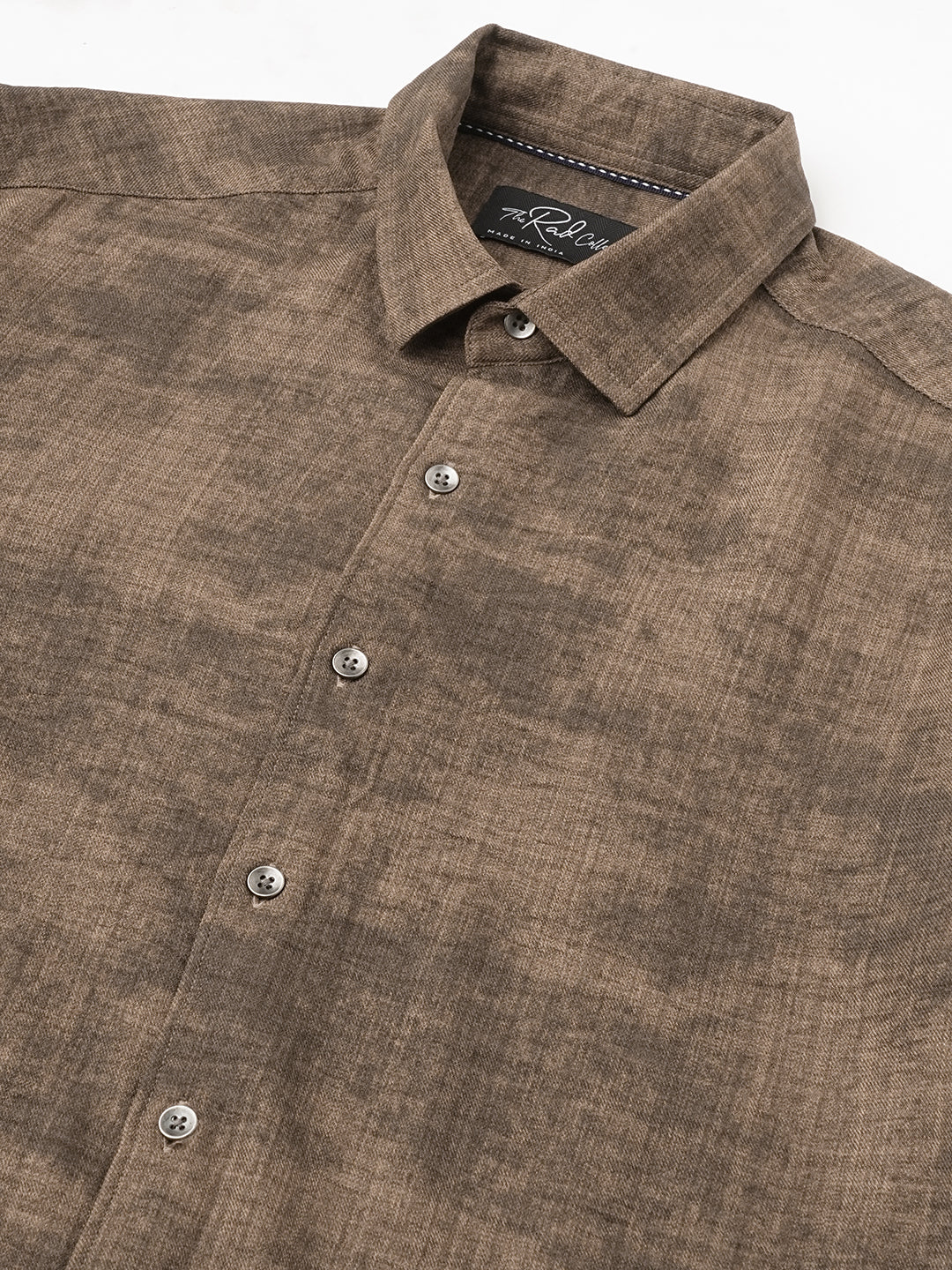 Mocha Brown Rustic Tie & Dye Printed Shirt - Image 3