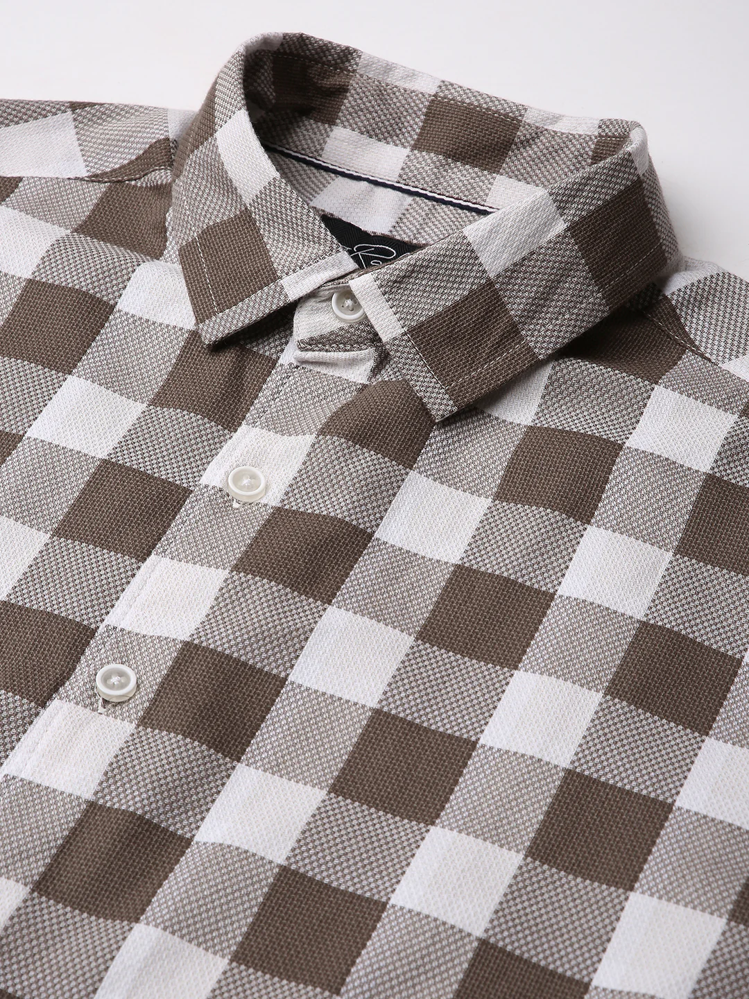 Mocha Brown & White Checkerboard Shirt - Image 3
