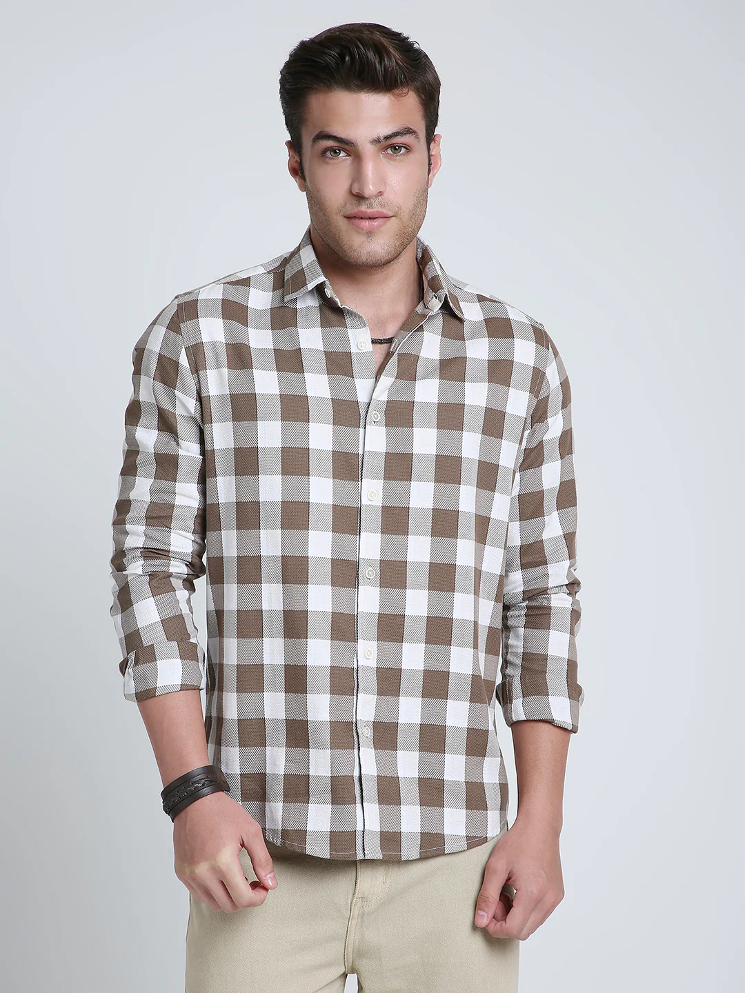 Mocha Brown & White Checkerboard Shirt - Image 5