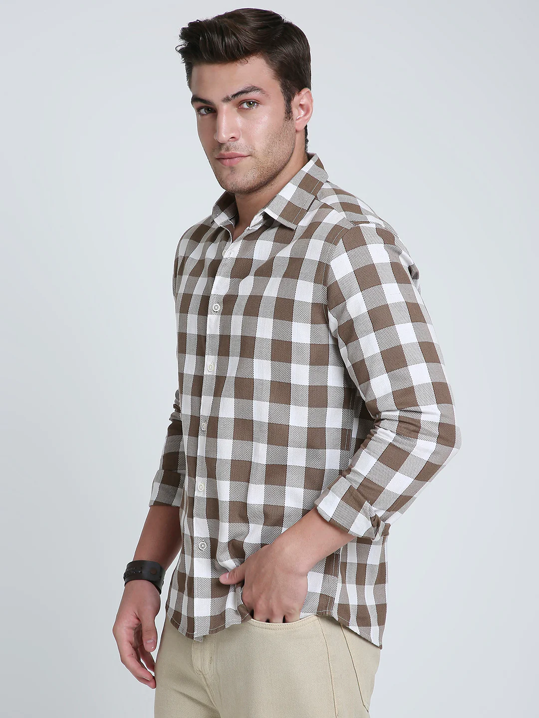 Mocha Brown & White Checkerboard Shirt - Image 6