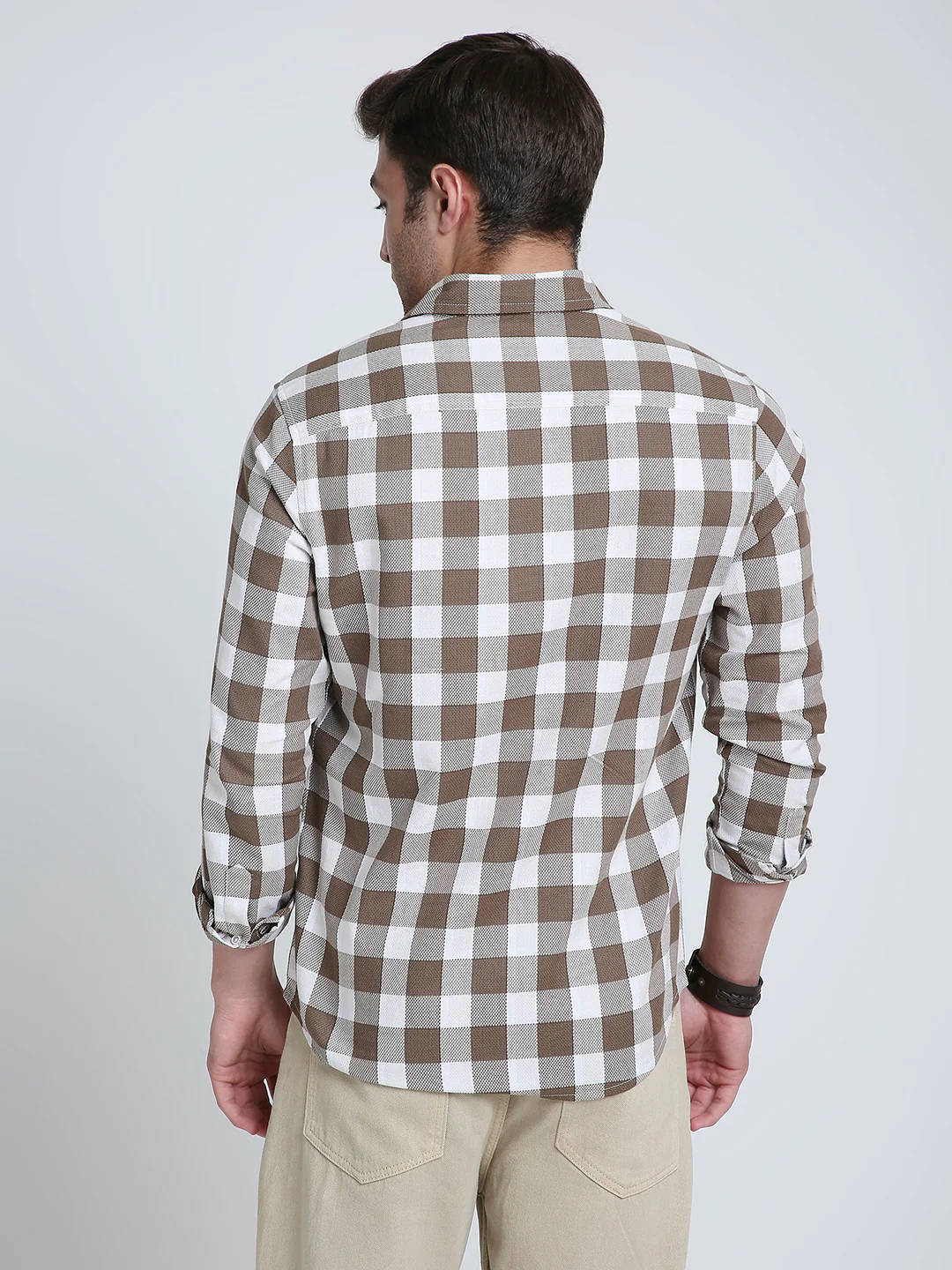 Mocha Brown & White Checkerboard Shirt - Image 7