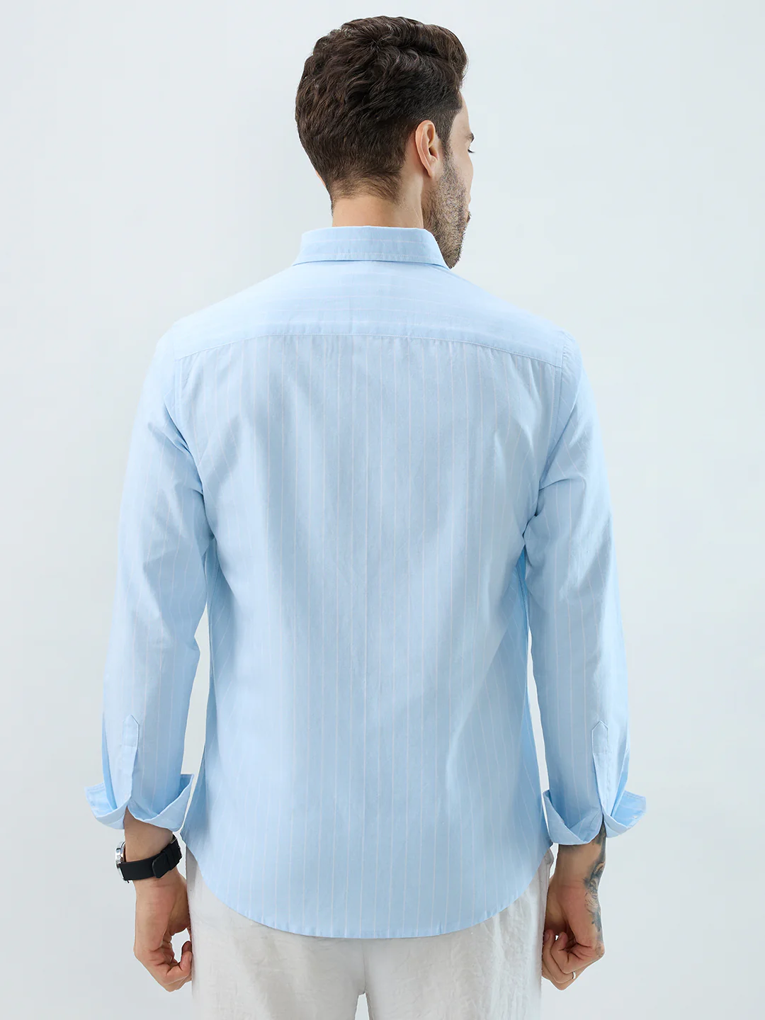 Modern Blues Refined Pinstripe Oxford Button-Down Business Shirt - Image 7
