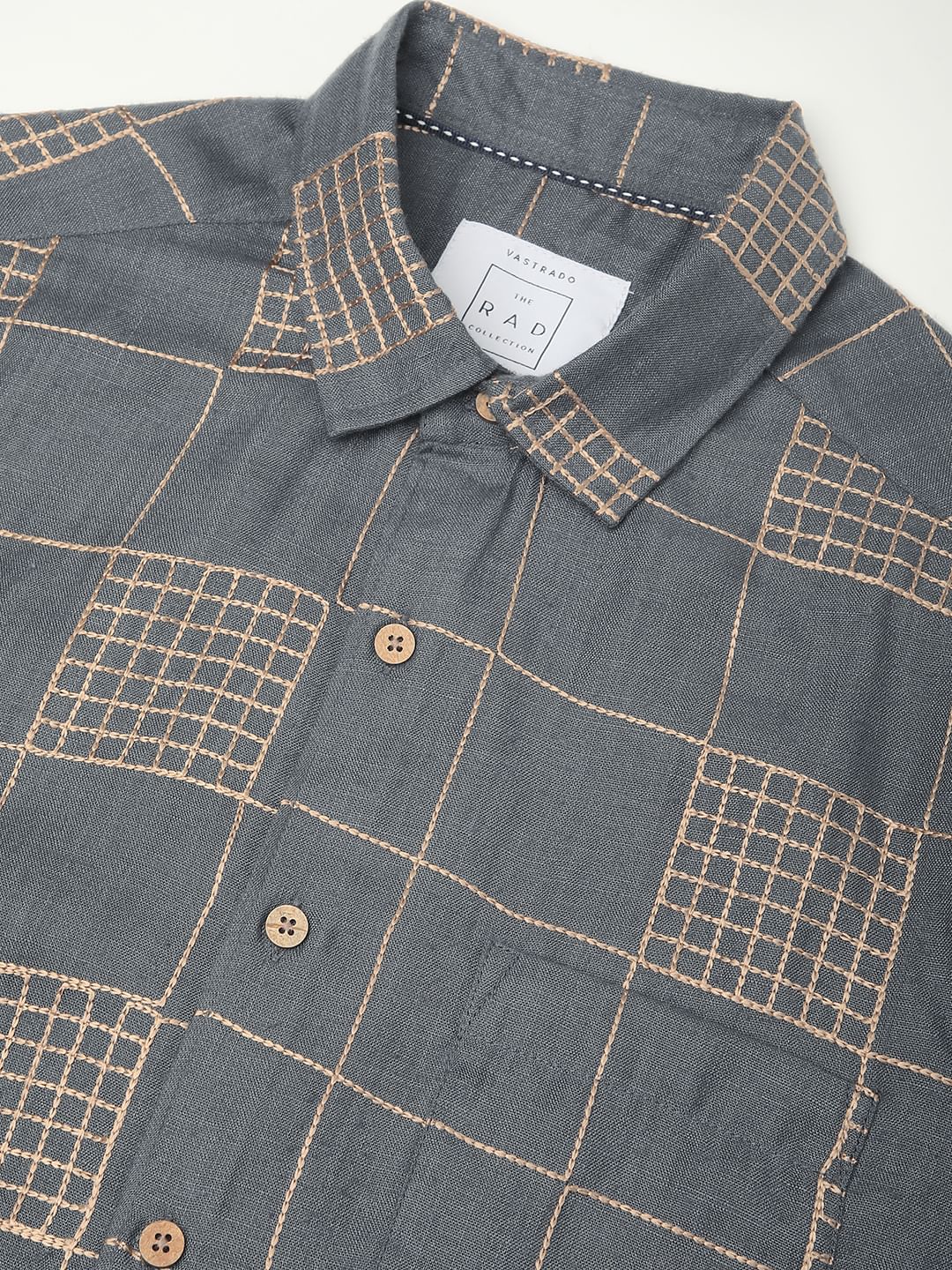 Modish Anchor Grey Square Embroidered Shirt - Image 3