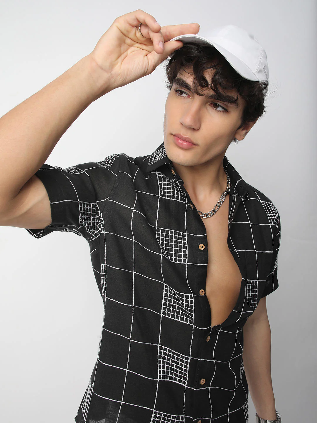 Modish Black Square Embroidered Shirt