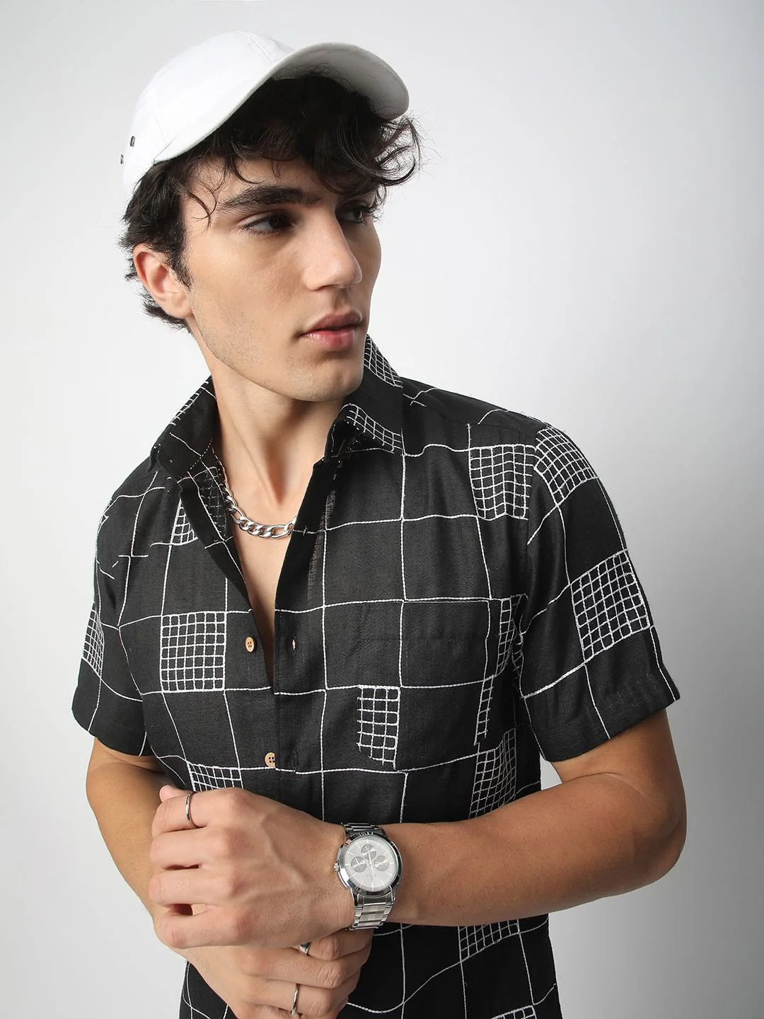 Modish Black Square Embroidered Shirt - Image 2