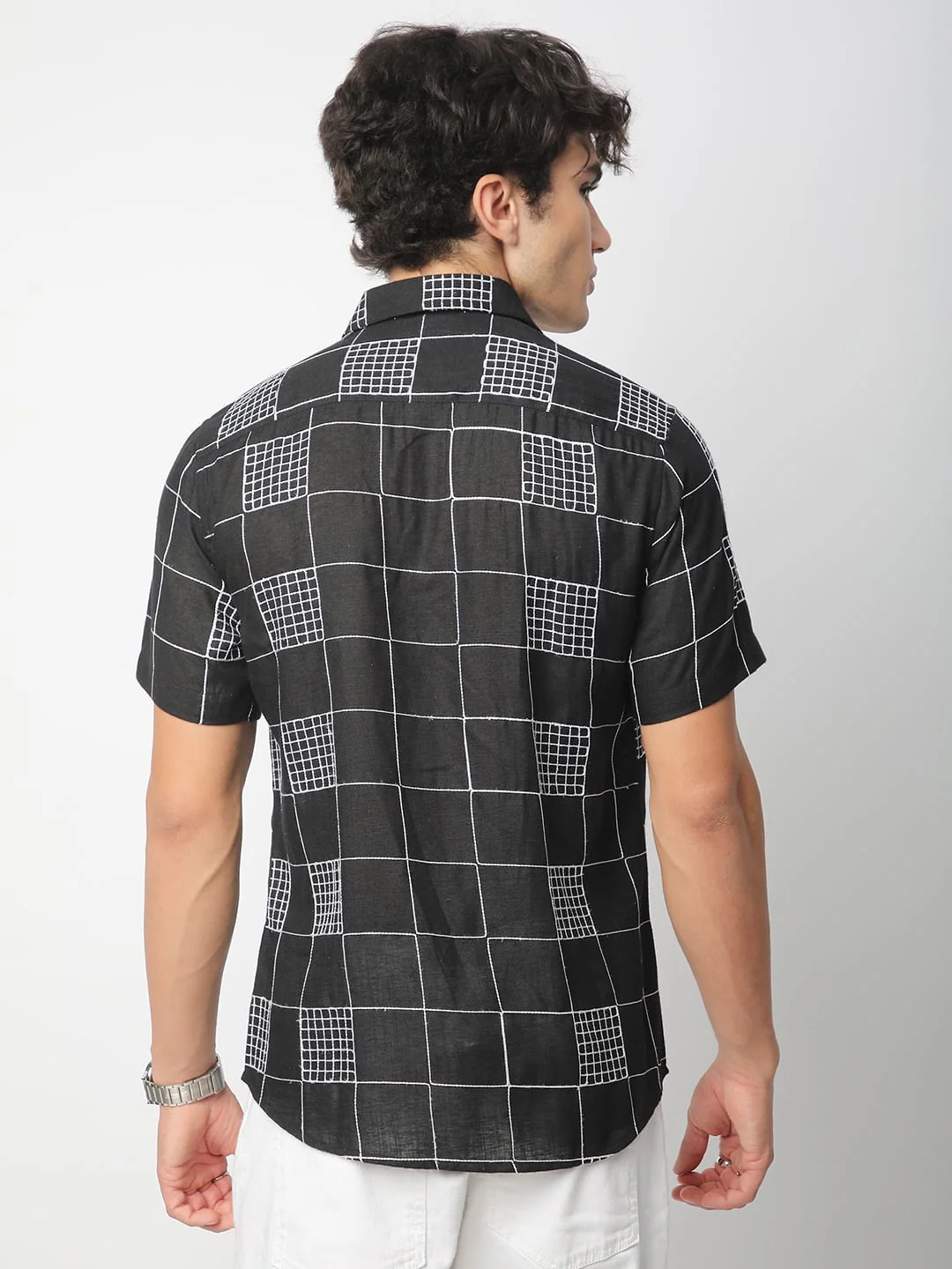 Modish Black Square Embroidered Shirt - Image 7