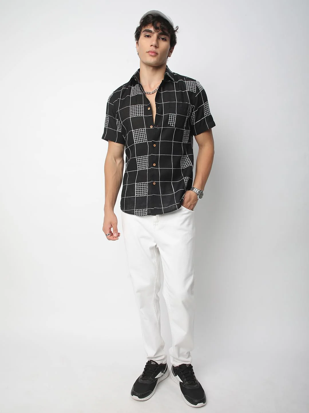 Modish Black Square Embroidered Shirt - Image 8