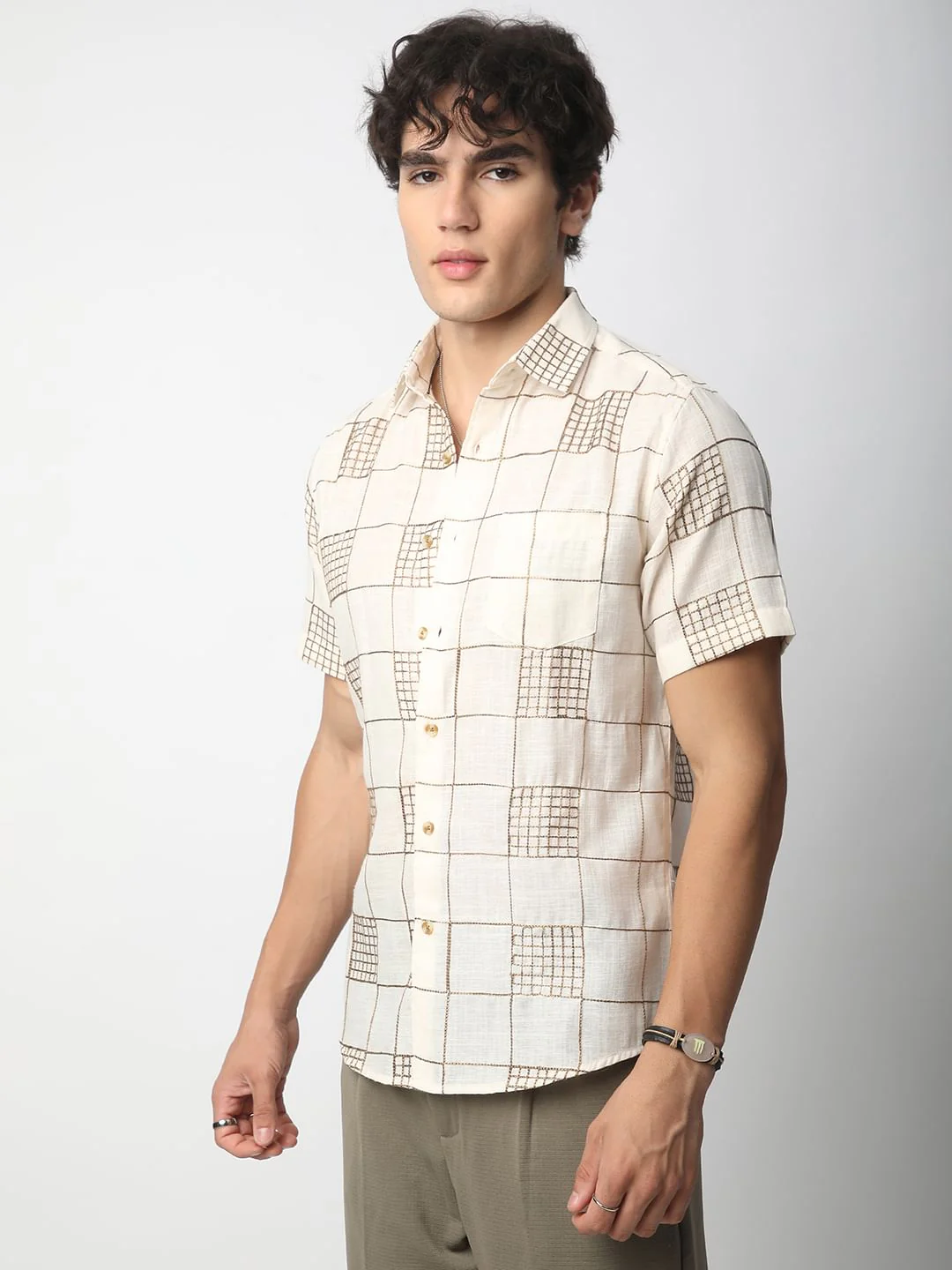 Modish Ivory Square Embroidered Shirt - Image 6