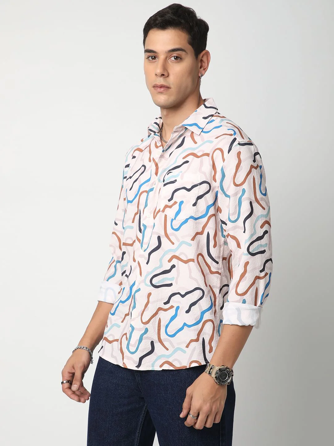 Modish Multicolour Crushed Shirt - Image 5