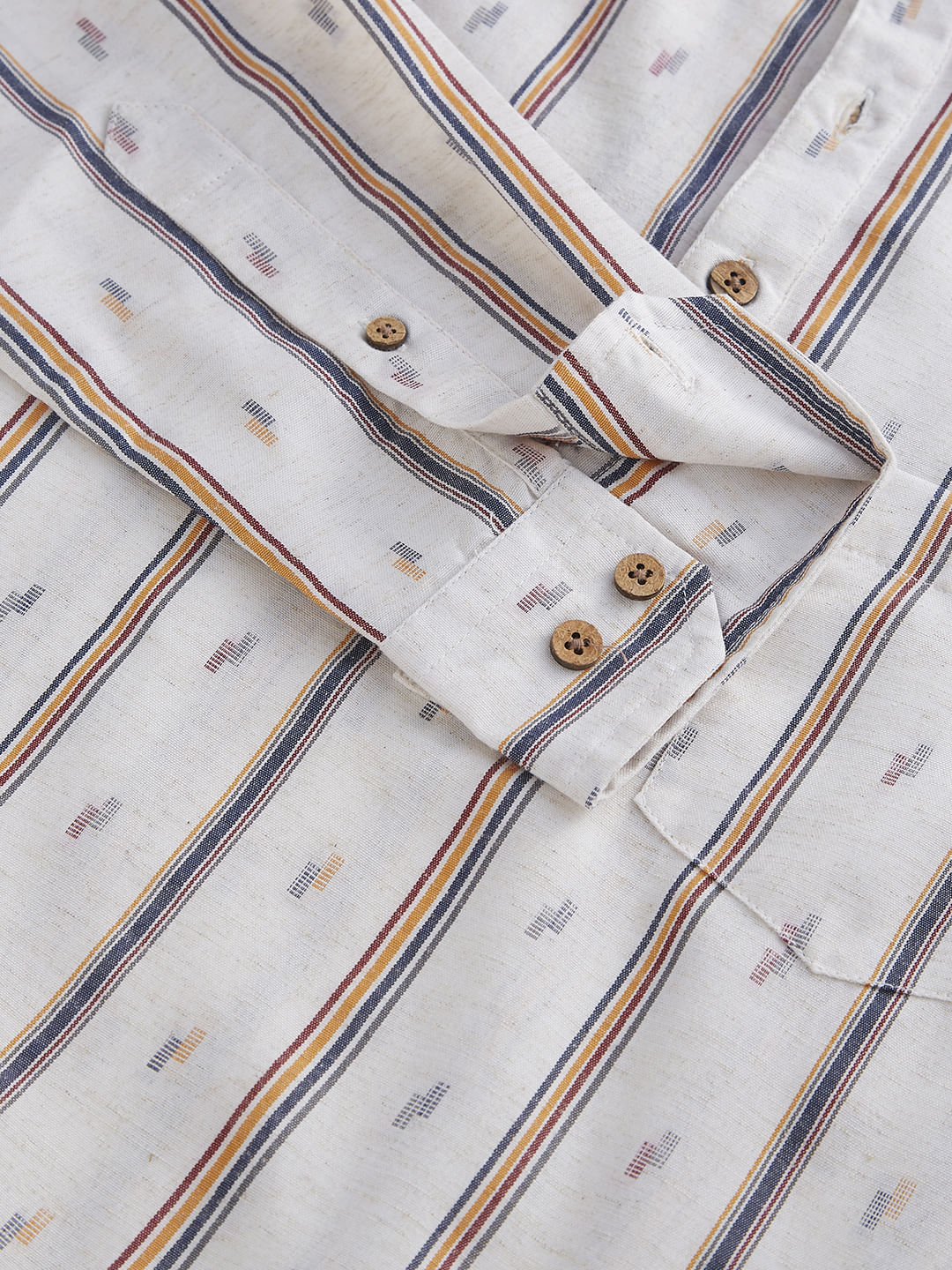 Modish Multicolour Striped Linen Kurta - Image 3