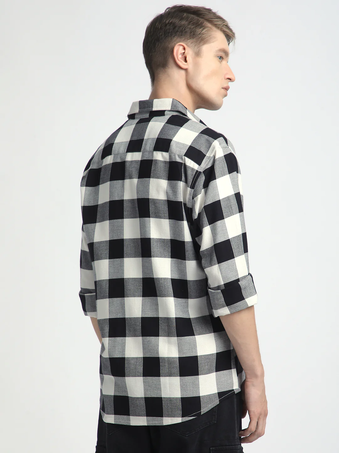 Premium Cotton Monochrome Box Grid Classic Shirt - Image 7
