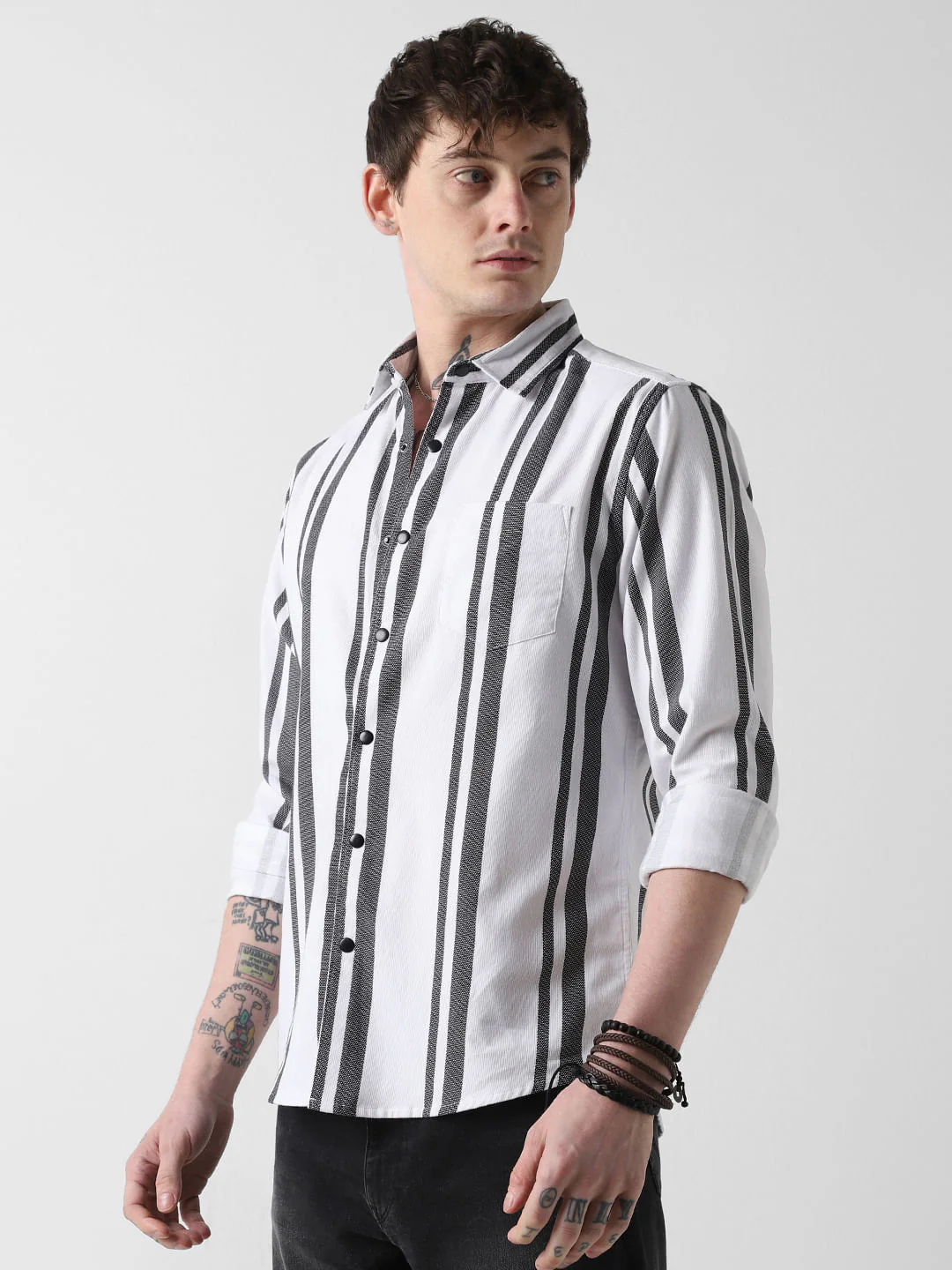 Monochrome Corduroy Striped Shirt - Image 6
