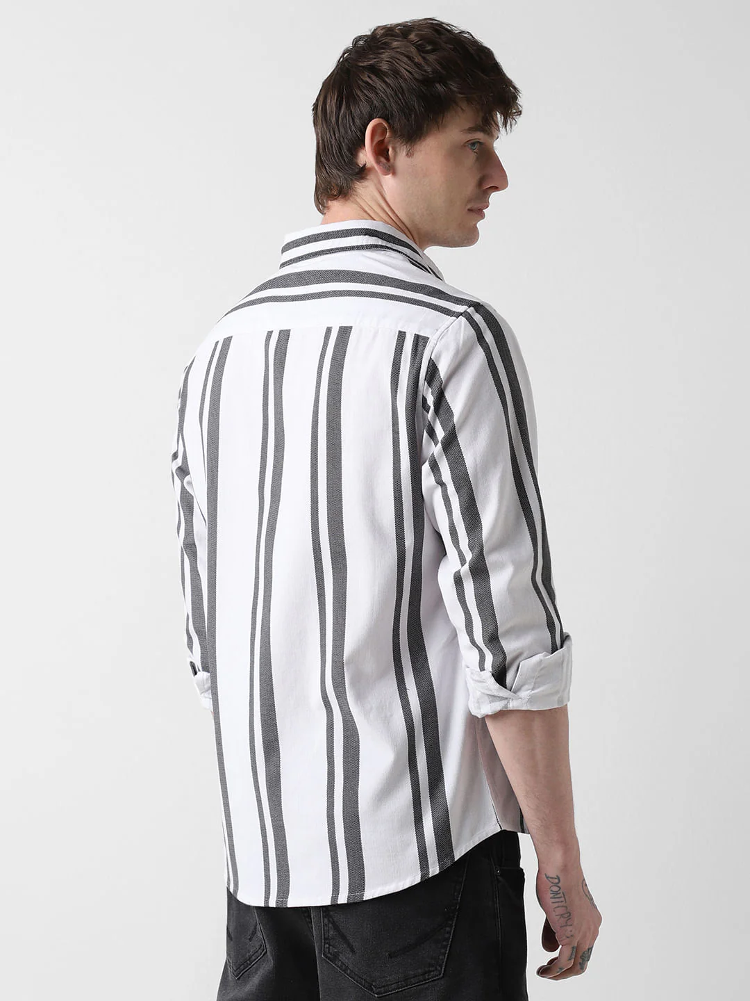 Monochrome Corduroy Striped Shirt - Image 7