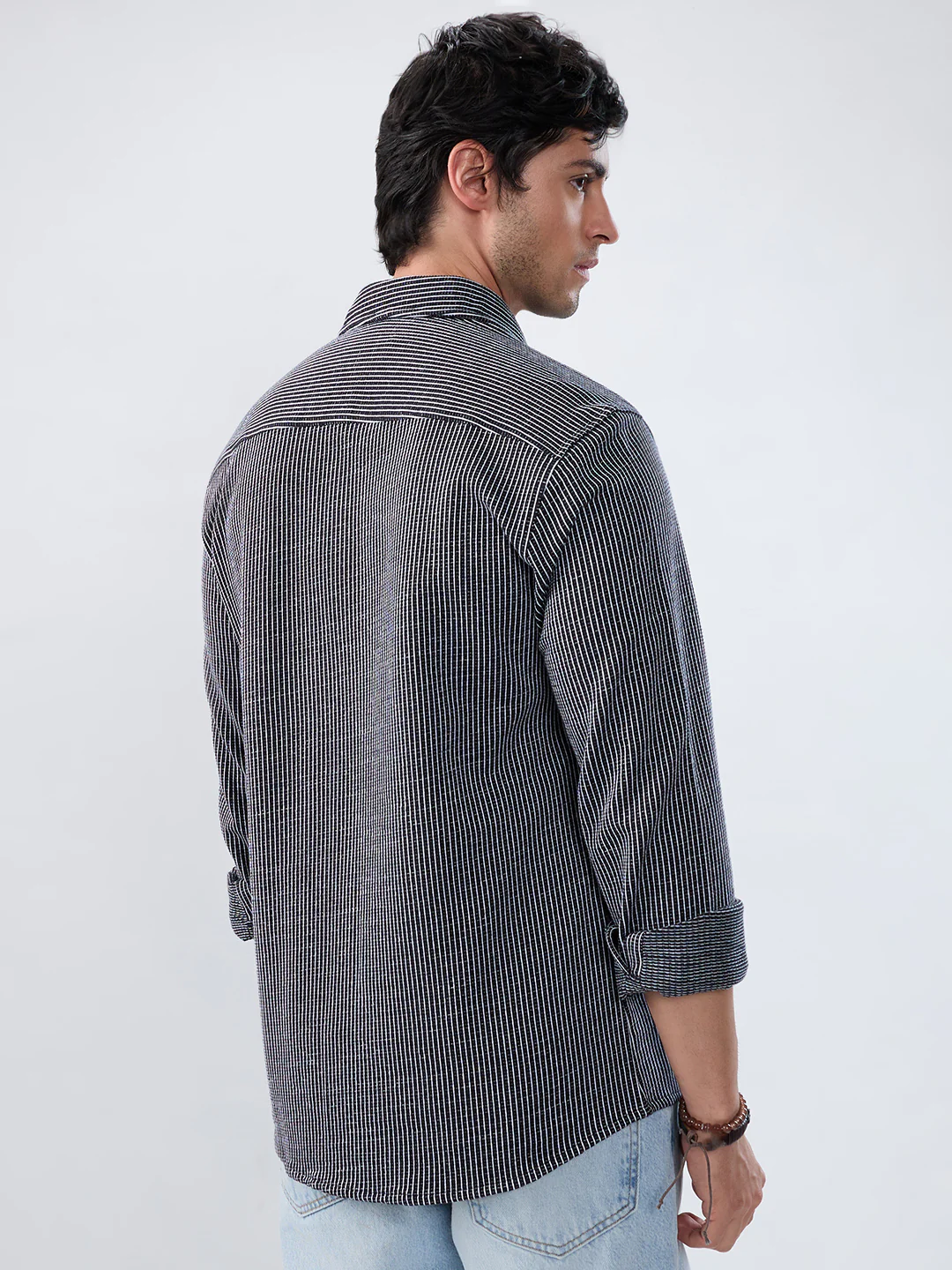 Monochrome Grid Knitted Everyday Shirt - Image 7