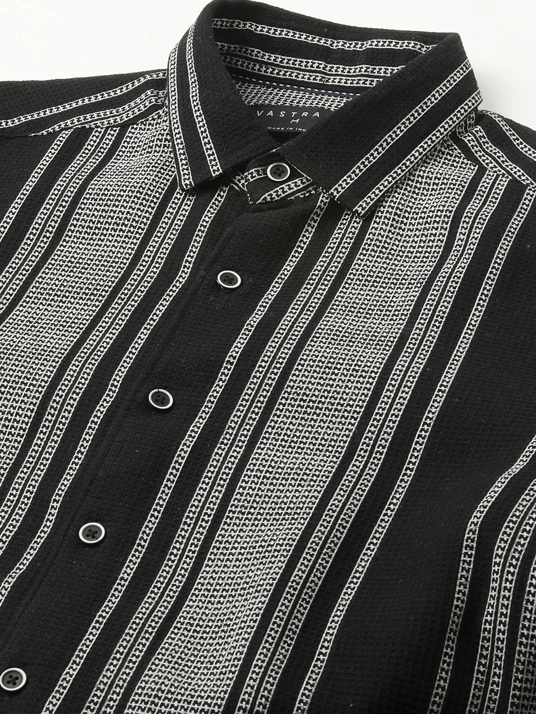Monochrome Handloom Finish Panel Luxe Shirt - Image 3