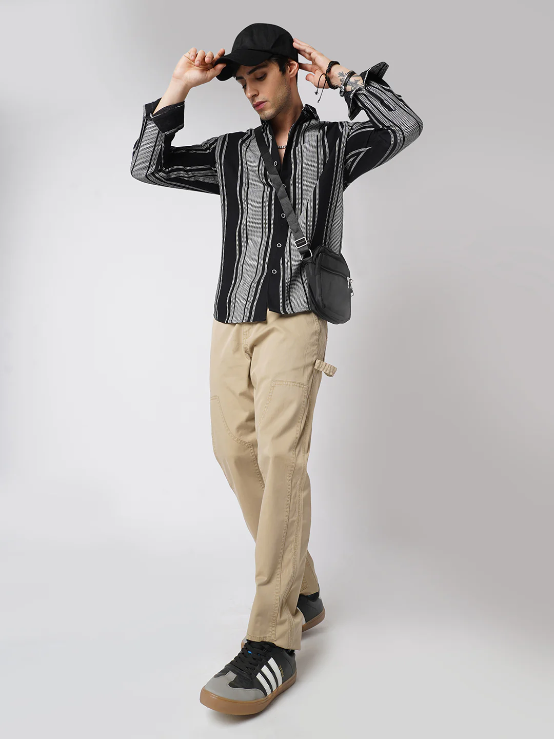 Monochrome Handloom Finish Panel Luxe Shirt - Image 7