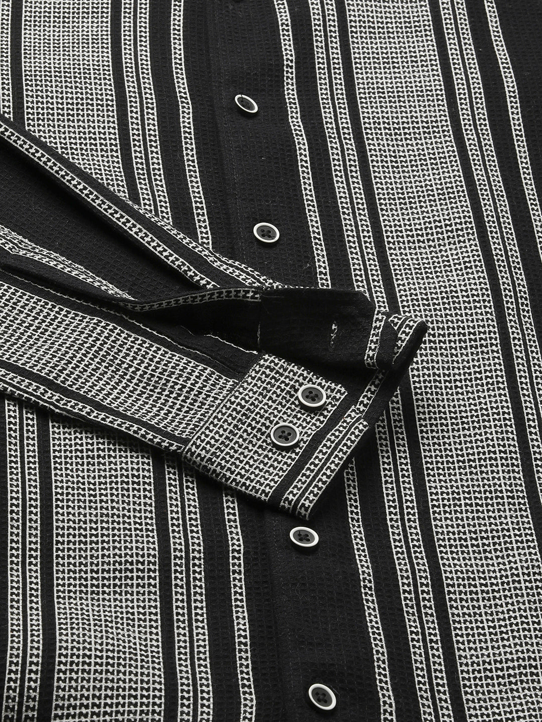 Monochrome Handloom Finish Panel Luxe Shirt - Image 8