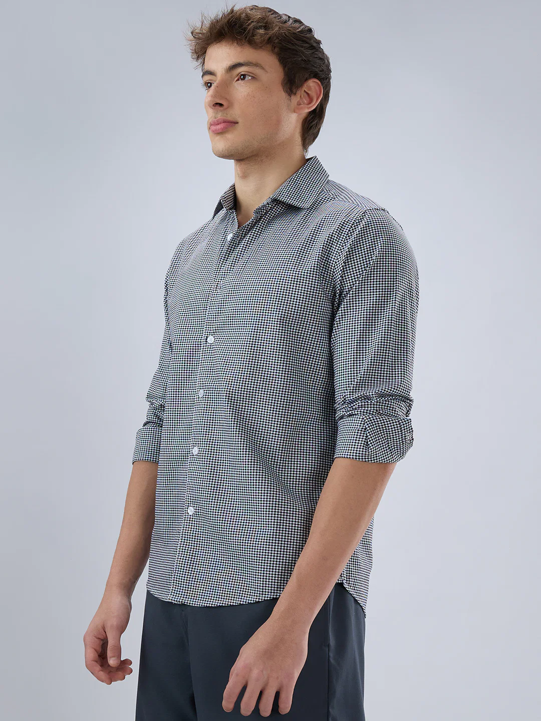 Monochrome Micro Gingham Checks Oxford Shirt - Image 6