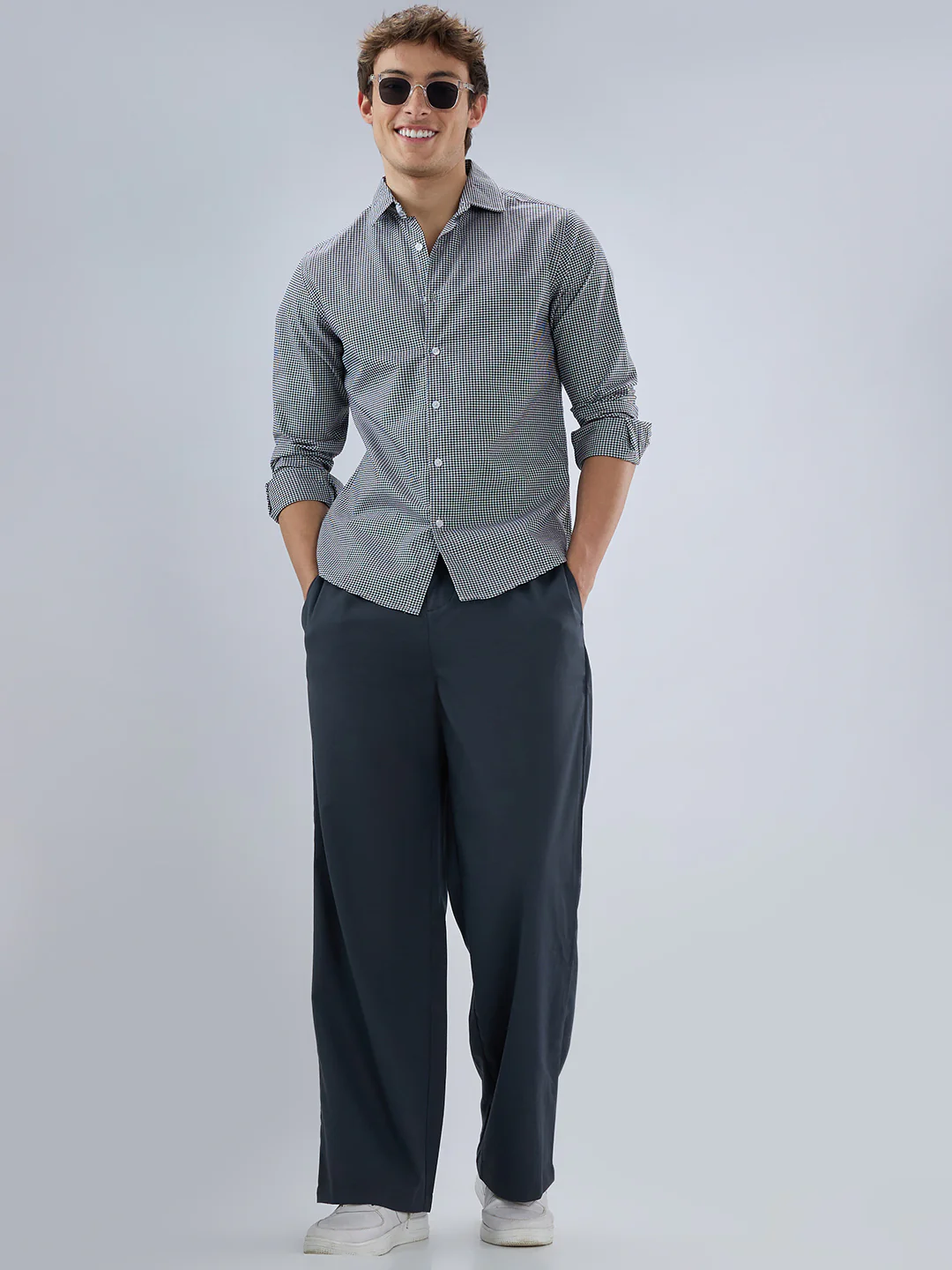 Monochrome Micro Gingham Checks Oxford Shirt - Image 8