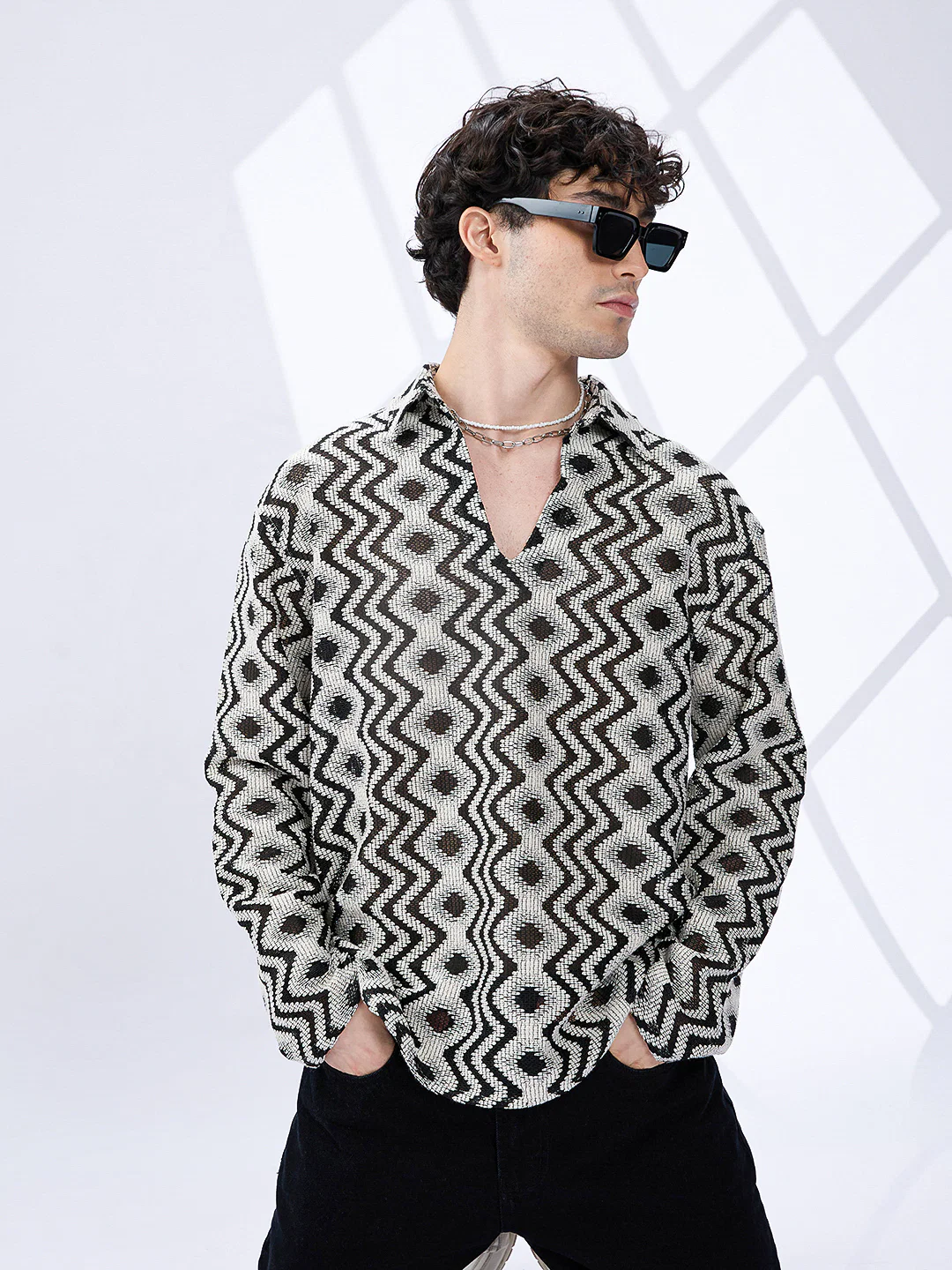 Monsoon Rhythm Designer Mesh Oversized Polo shirt - Image 2
