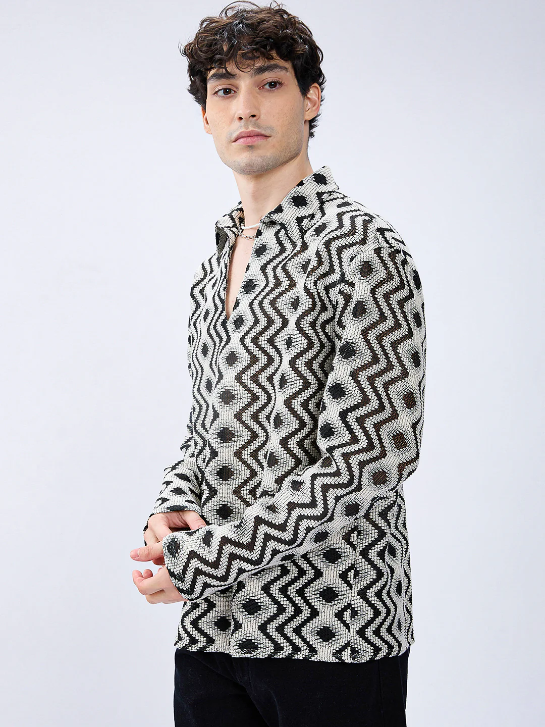 Monsoon Rhythm Designer Mesh Oversized Polo shirt - Image 5
