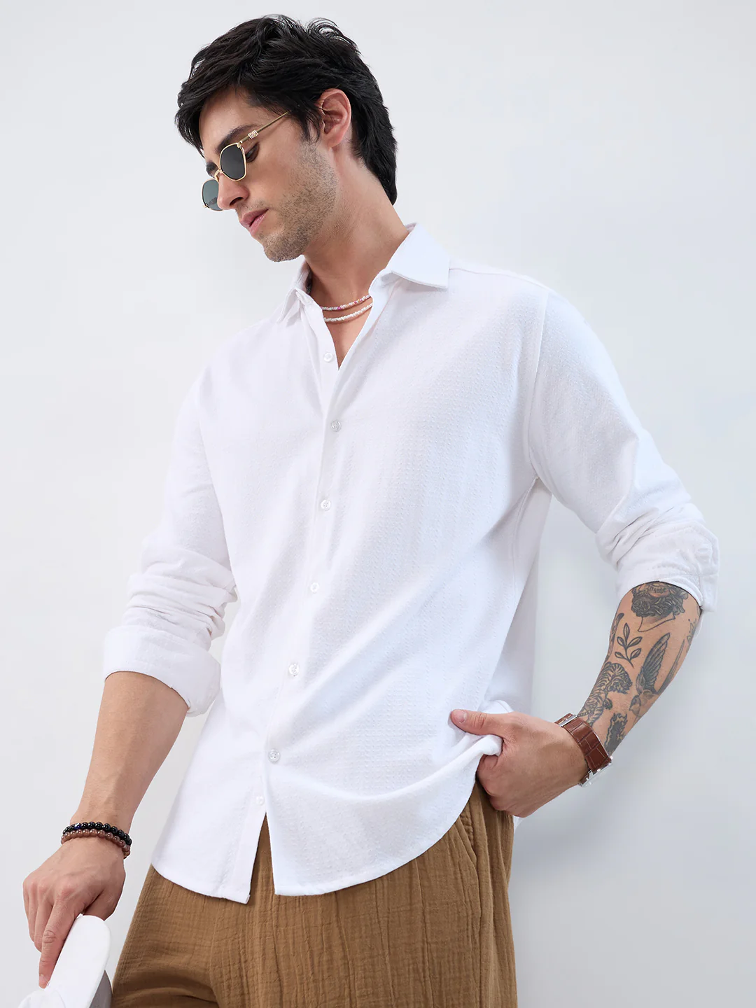 Moonlight White Jacquard Everyday Knit Shirt - Image 2