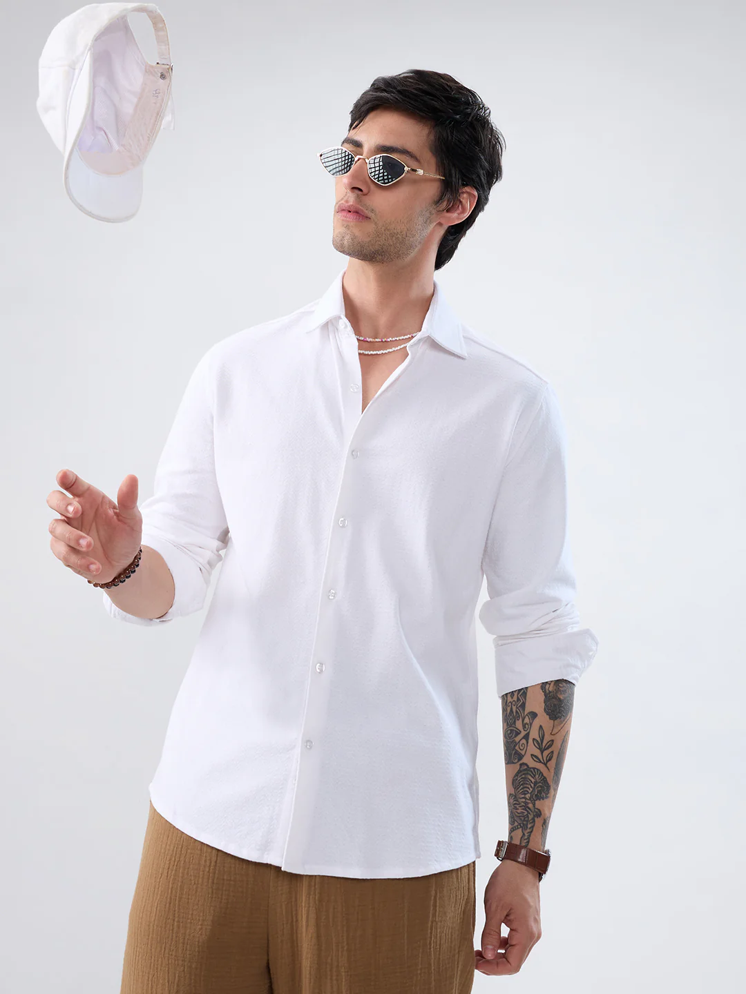 Moonlight White Jacquard Everyday Knit Shirt - Image 4