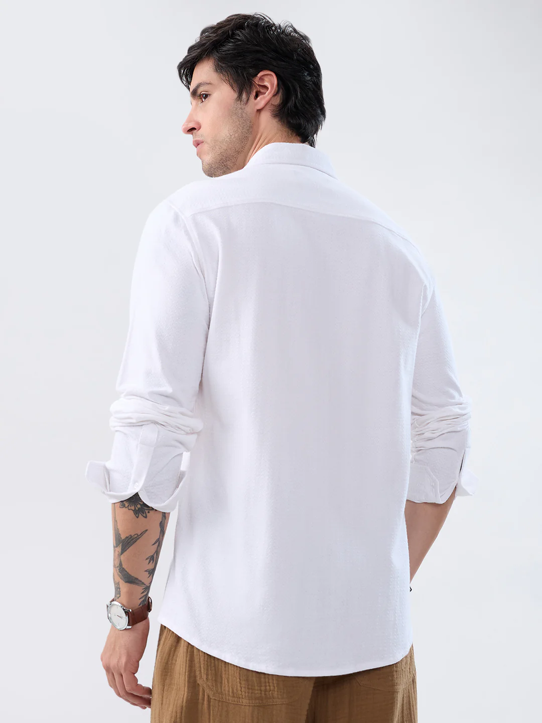 Moonlight White Jacquard Everyday Knit Shirt - Image 6