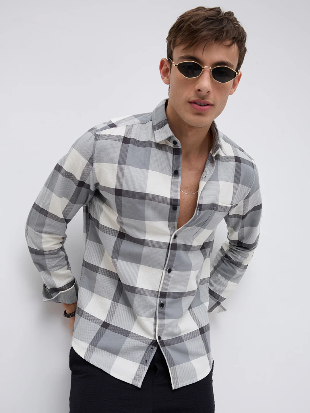 Moonmist Grey Statement Check Shirt - Image 4