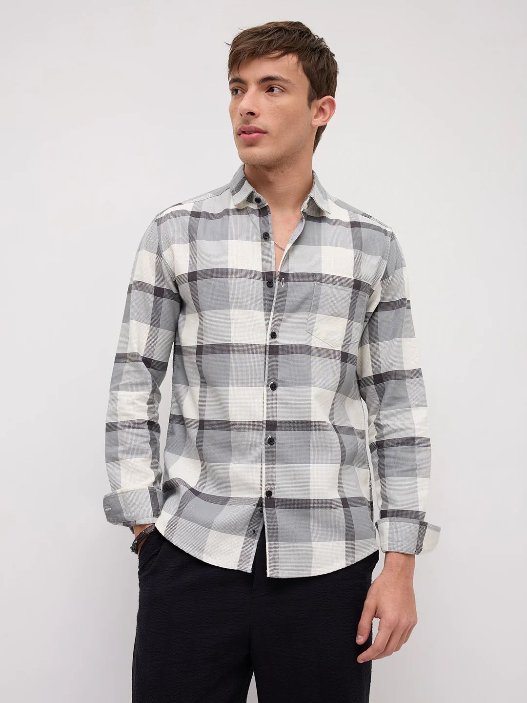 Moonmist Grey Statement Check Shirt - Image 5